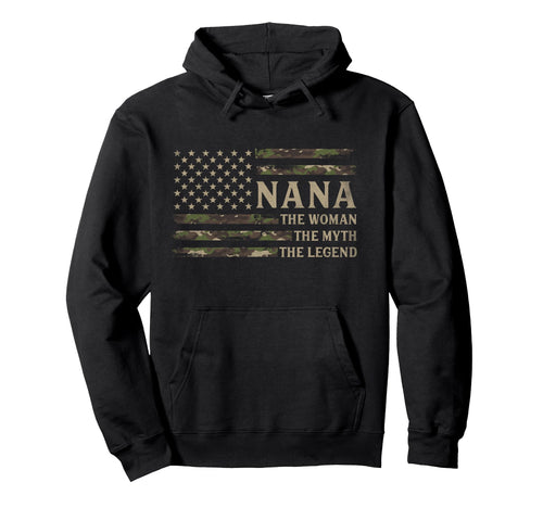Nana Myth Legend Camo Usa Flag Mothers Hoodie - Custom Art Print Men Women - T-Shirt, Sweatshirt, Hoodie