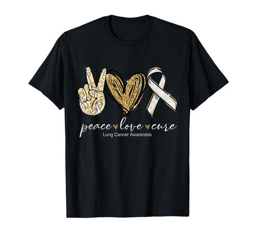 Funny Peace Love Cure Lung Cancer T-Shirt - Aesthetic Graphic Unisex - T-Shirt, Sweatshirt, Hoodie