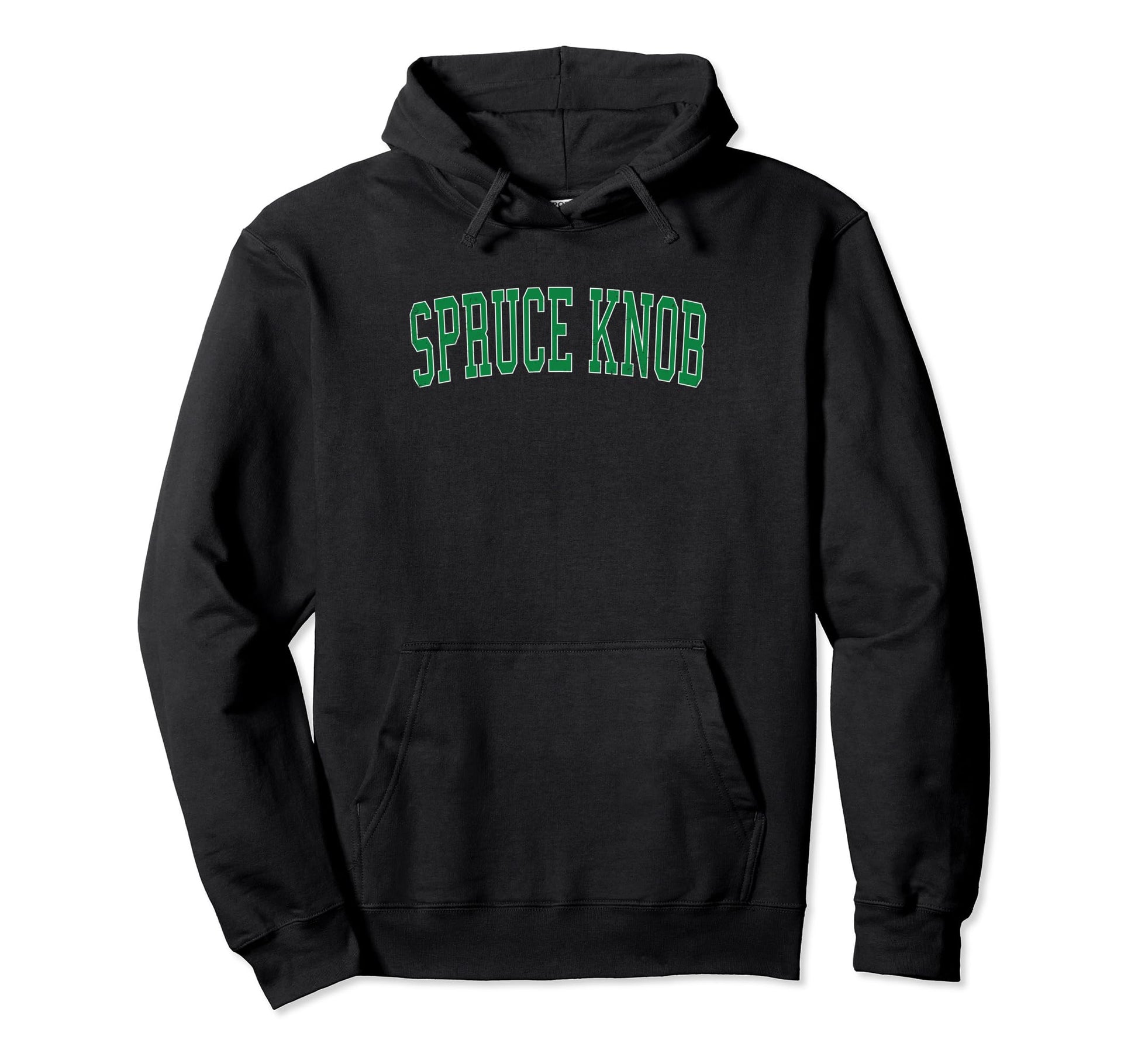 Spruce Knob Distressed Green Varsity Hoodie - Streetwear Style Unisex - T-Shirt, Sweatshirt, Hoodie