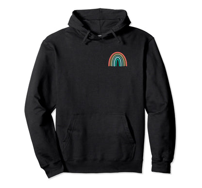 Subtle Boho Rainbow Stripes Pocket Hoodie - Casual Everyday Wear Unisex - T-Shirt, Sweatshirt, Hoodie