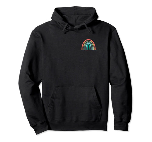 Subtle Boho Rainbow Stripes Pocket Hoodie - Casual Everyday Wear Unisex - T-Shirt, Sweatshirt, Hoodie
