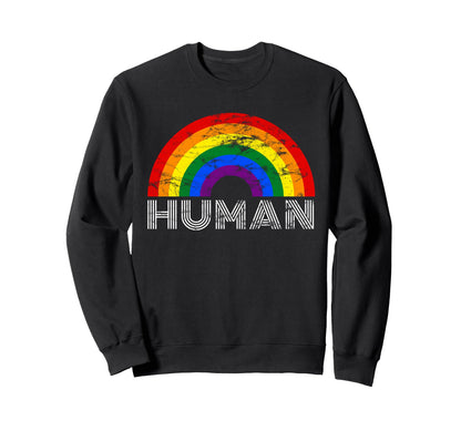 Human Rainbow Lgbtq Pride Gay Sweatshirt - Custom Art Print Men Women - T-Shirt, Sweatshirt, Hoodie