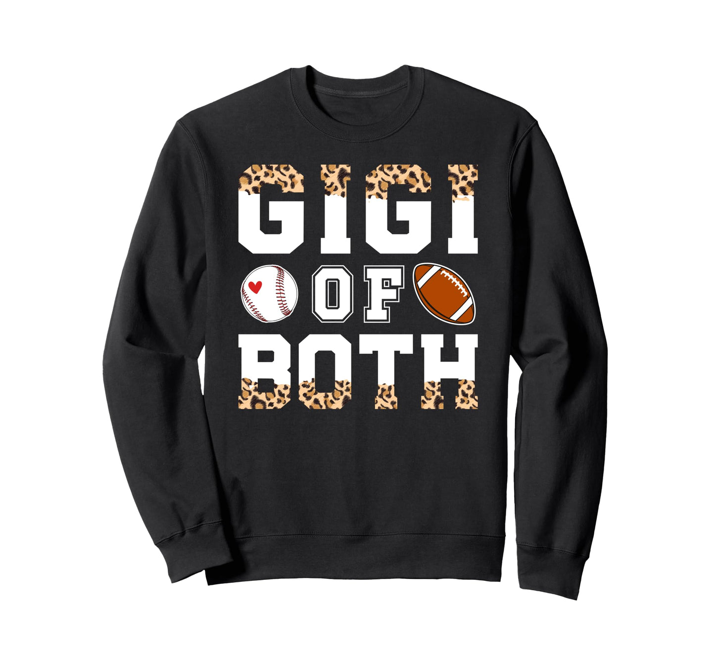 Gigi Both Leopard Baseball Football Sweatshirt - Trendy Graphic for Adults - T-Shirt, Sweatshirt, Hoodie
