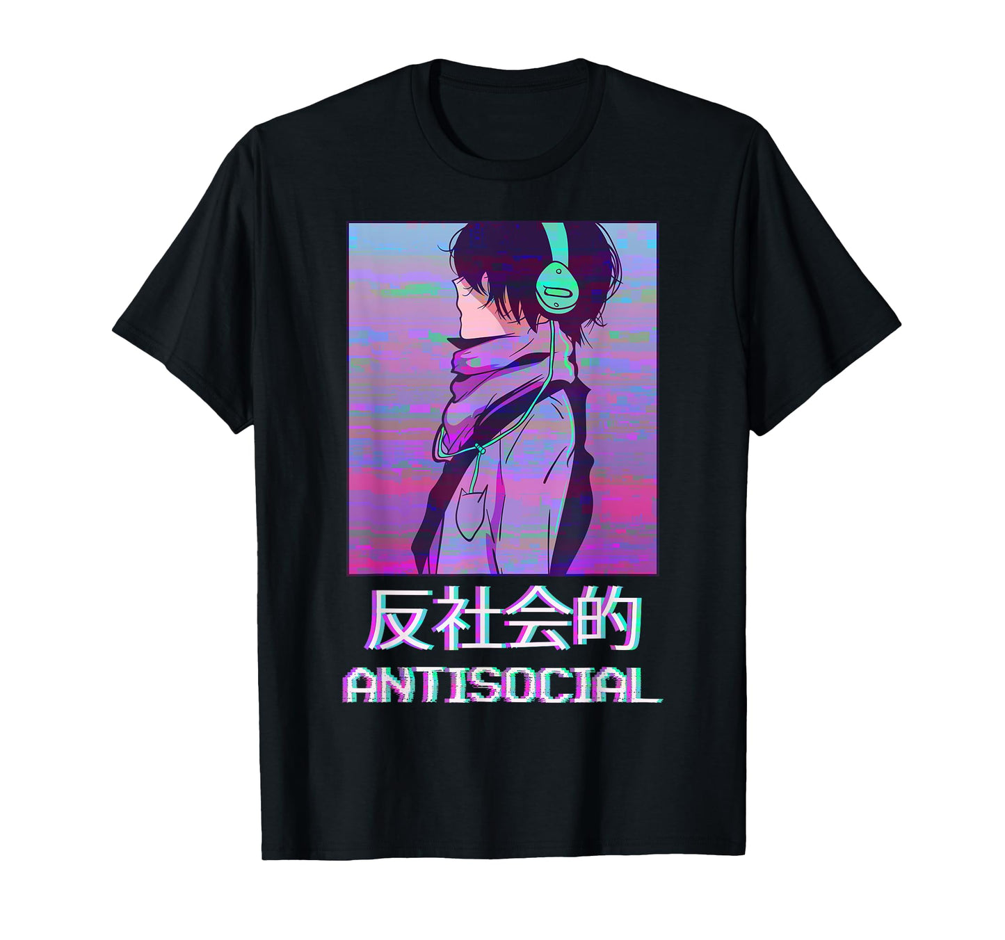 Antisocial Anime Japanese Vaporwave T-Shirt - Graphic Print for Adults - T-Shirt, Sweatshirt, Hoodie