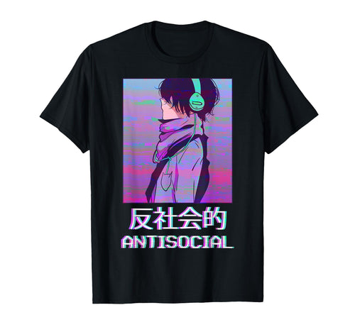 Antisocial Anime Japanese Vaporwave T-Shirt - Graphic Print for Adults - T-Shirt, Sweatshirt, Hoodie