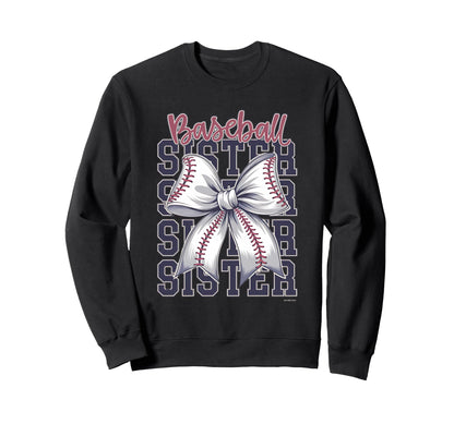 Baseball Sister Coquette Bow Sweatshirt - Minimalist Print Unisex - T-Shirt, Sweatshirt, Hoodie