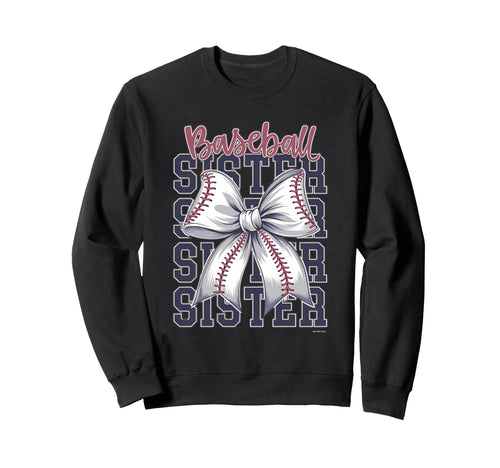 Baseball Sister Coquette Bow Sweatshirt - Minimalist Print Unisex - T-Shirt, Sweatshirt, Hoodie