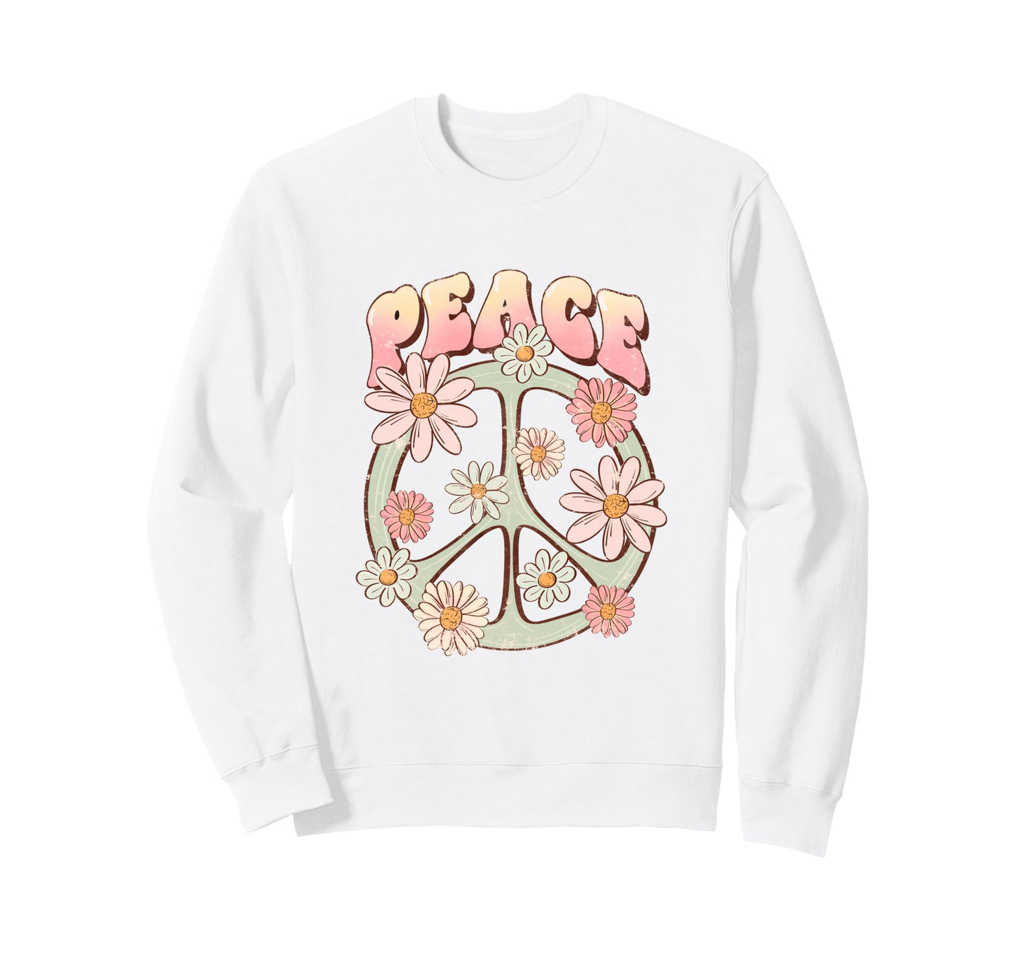 Peace Sign Hippie Aesthetic Floral Sweatshirt - Trendy Graphic Unisex - T-Shirt, Sweatshirt, Hoodie