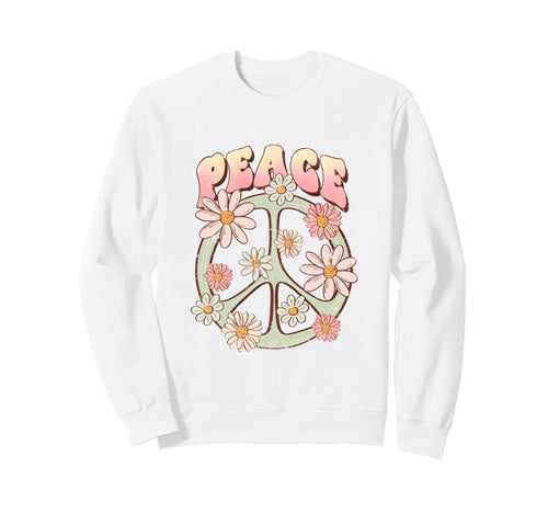 Peace Sign Hippie Aesthetic Floral Sweatshirt - Trendy Graphic Unisex - T-Shirt, Sweatshirt, Hoodie