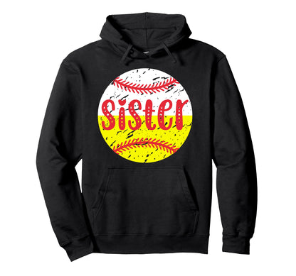 Baseball Softball Sister Softball Hoodie - Graphic Print Men Women - T-Shirt, Sweatshirt, Hoodie