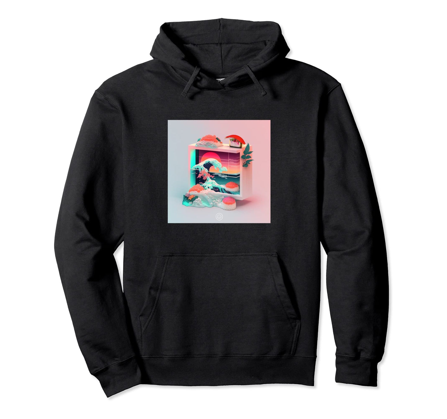Vaperwave Aesthetic Glitch Sushi Hoodie - Novelty Apparel Men Women - T-Shirt, Sweatshirt, Hoodie