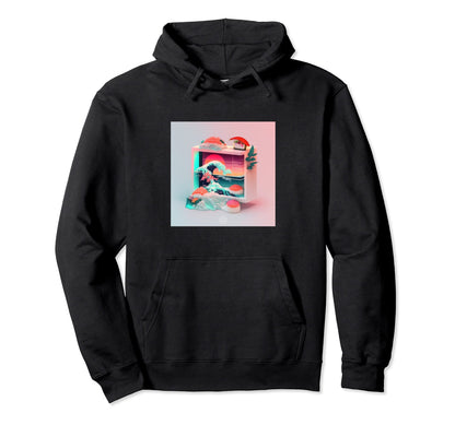 Vaperwave Aesthetic Glitch Sushi Hoodie - Novelty Apparel Men Women - T-Shirt, Sweatshirt, Hoodie