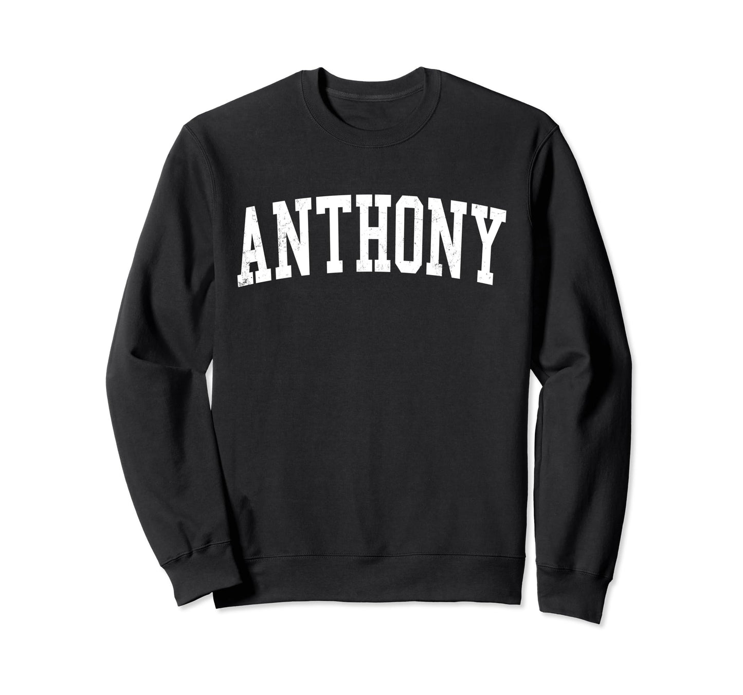 Anthony Nm Distressed White Varsity Sweatshirt - Trendy Graphic for Adults - T-Shirt, Sweatshirt, Hoodie