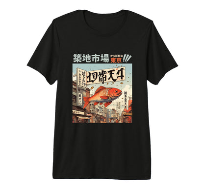 Tsukiji Market Japan Fish Vaporwave T-Shirt - Custom Art Print Men Women - T-Shirt, Sweatshirt, Hoodie