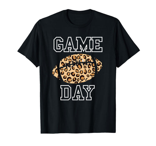 Game Day Football Mom Leopard Football T-Shirt - Minimalist Print Unisex - T-Shirt, Sweatshirt, Hoodie