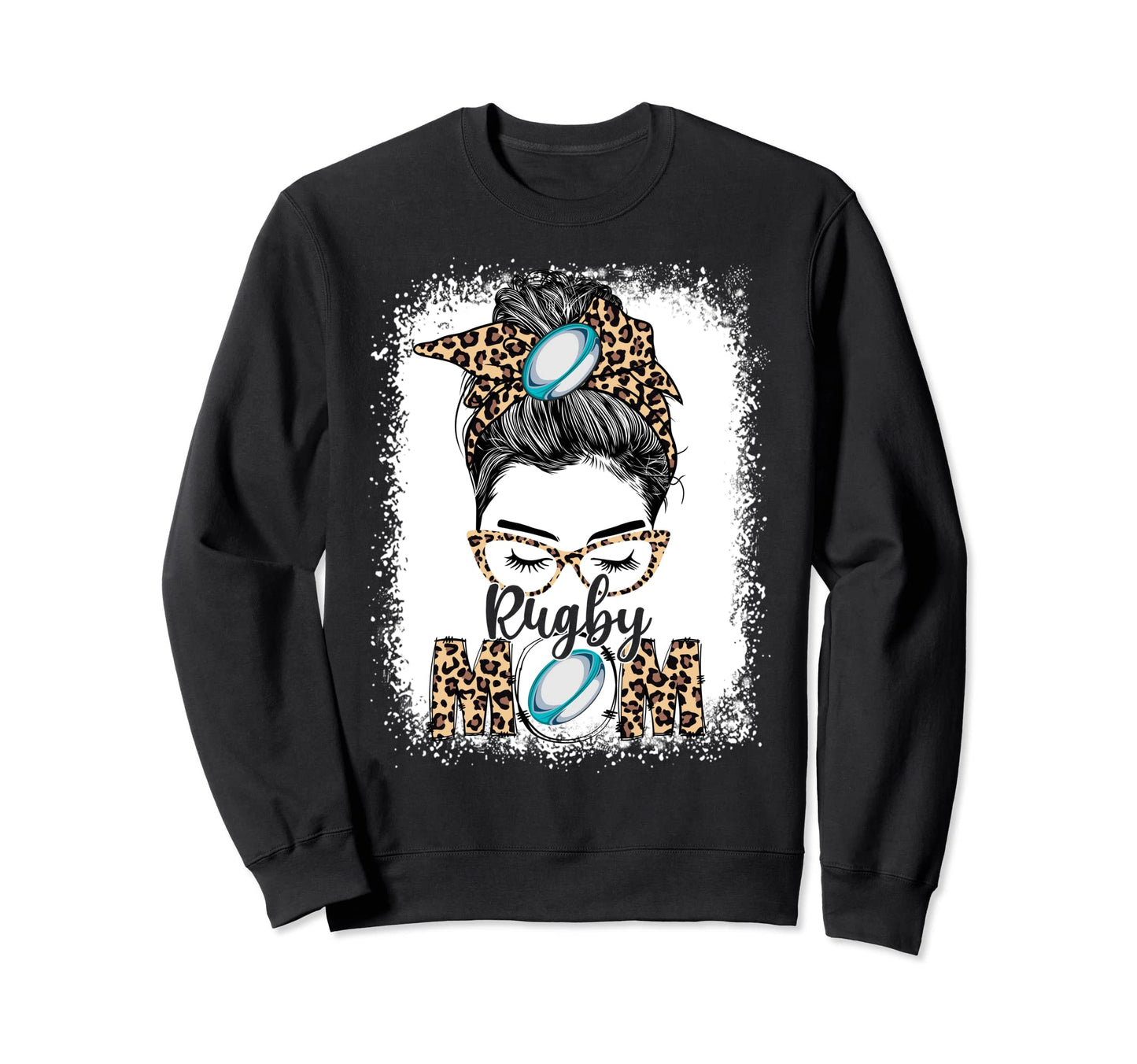 Rugby Mom Game Day Messy Bun Sweatshirt - Unique Graphic for Adults - T-Shirt, Sweatshirt, Hoodie