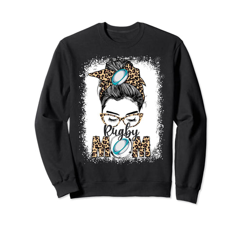 Rugby Mom Game Day Messy Bun Sweatshirt - Custom Art Print for Adults - T-Shirt, Sweatshirt, Hoodie