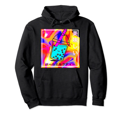 Kawaii Boba Milk Tea Japanese Writing Hoodie - Novelty Apparel Unisex - T-Shirt, Sweatshirt, Hoodie