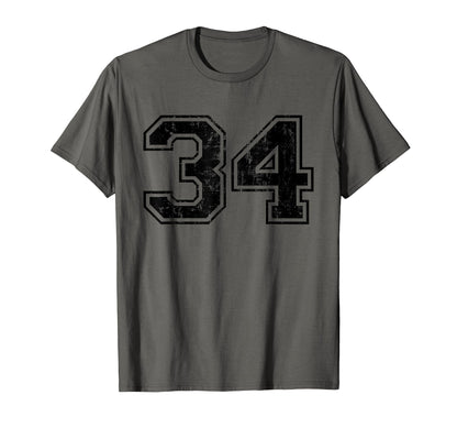 Number 34 Varsity Distressed Sport T-Shirt - Streetwear Style for Adults - T-Shirt, Sweatshirt, Hoodie
