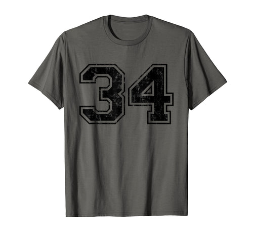 Number 34 Varsity Distressed Sport T-Shirt - Streetwear Style for Adults - T-Shirt, Sweatshirt, Hoodie