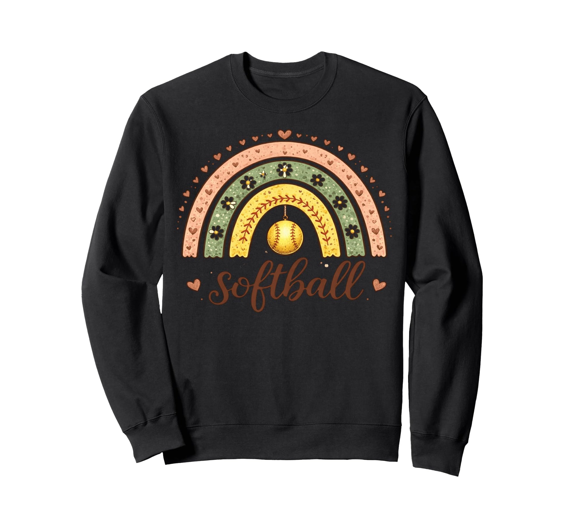Softball Boho Rainbow Softball Sweatshirt - Aesthetic Graphic Unisex - T-Shirt, Sweatshirt, Hoodie