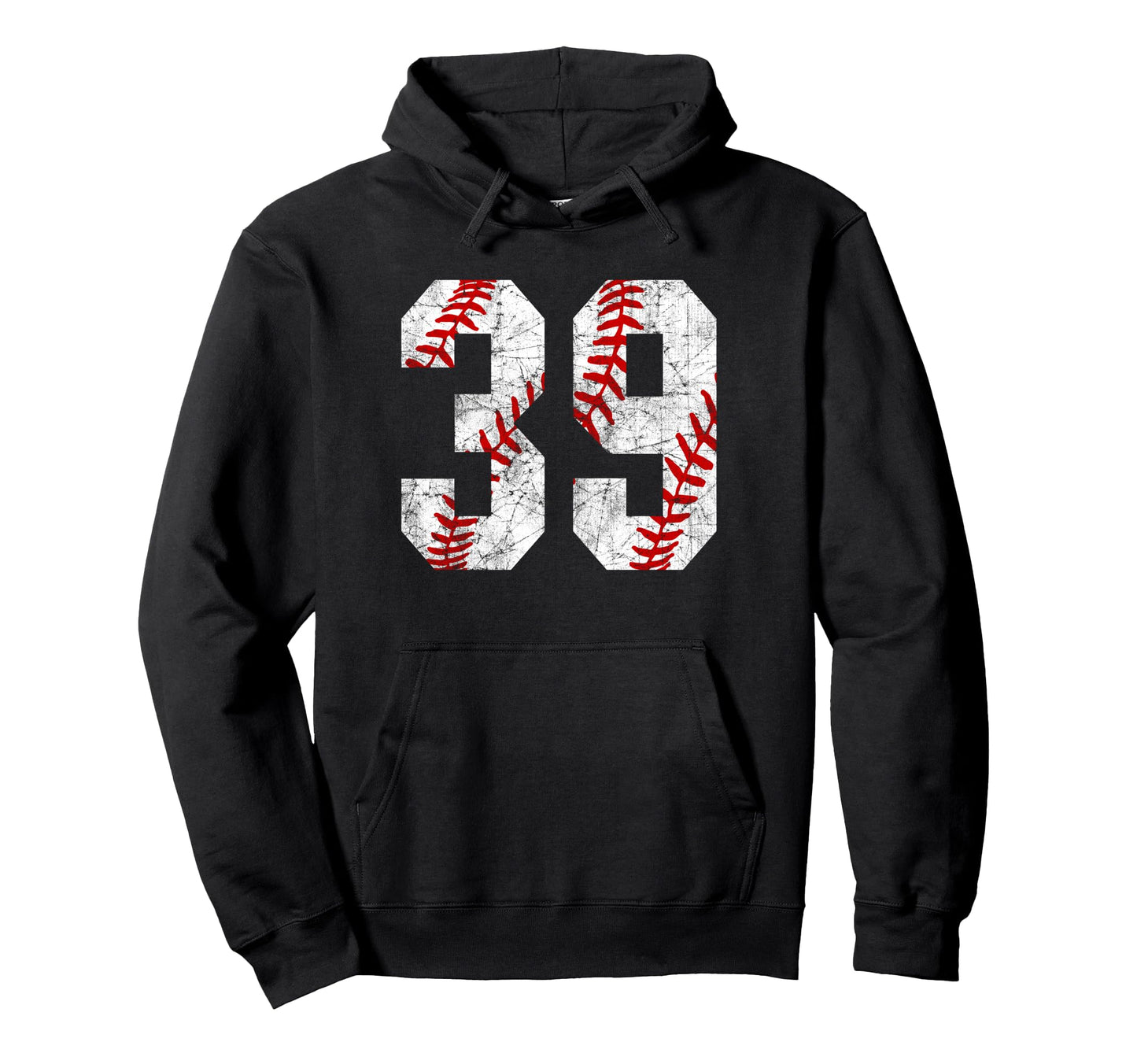 Distressed Baseball Number 39 Jersey Hoodie - Fun Novelty Design Men Women - T-Shirt, Sweatshirt, Hoodie