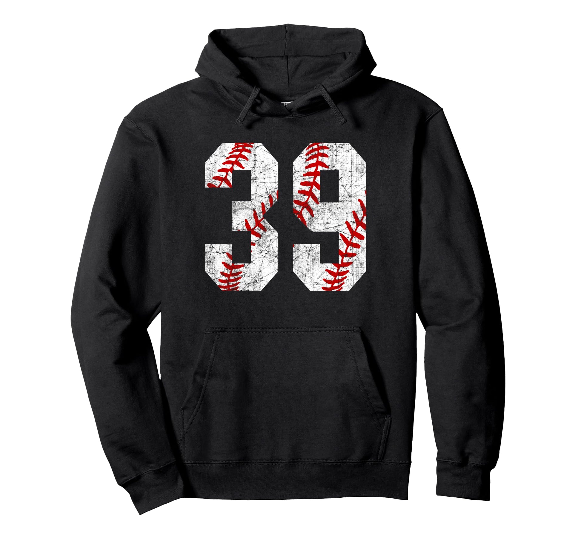 Distressed Baseball Number 39 Jersey Hoodie - Fun Novelty Design Men Women - T-Shirt, Sweatshirt, Hoodie