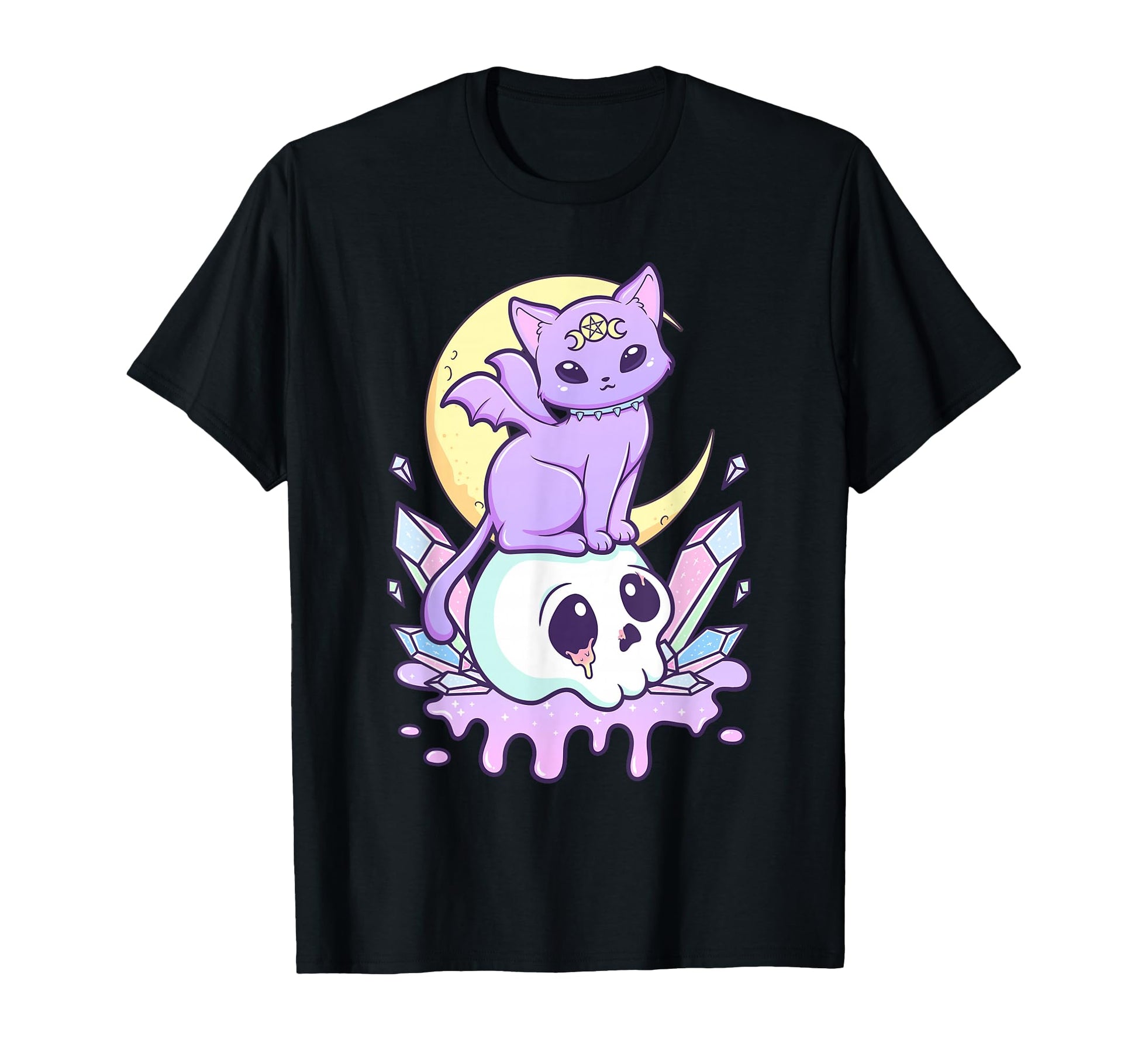 Kawaii Pastel Goth Scary Witchy Cat And T-Shirt - Trendy Graphic Men Women - T-Shirt, Sweatshirt, Hoodie