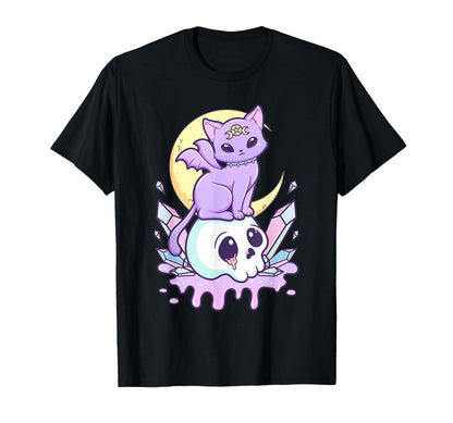 Kawaii Pastel Goth Scary Witchy Cat And T-Shirt - Trendy Graphic Men Women - T-Shirt, Sweatshirt, Hoodie