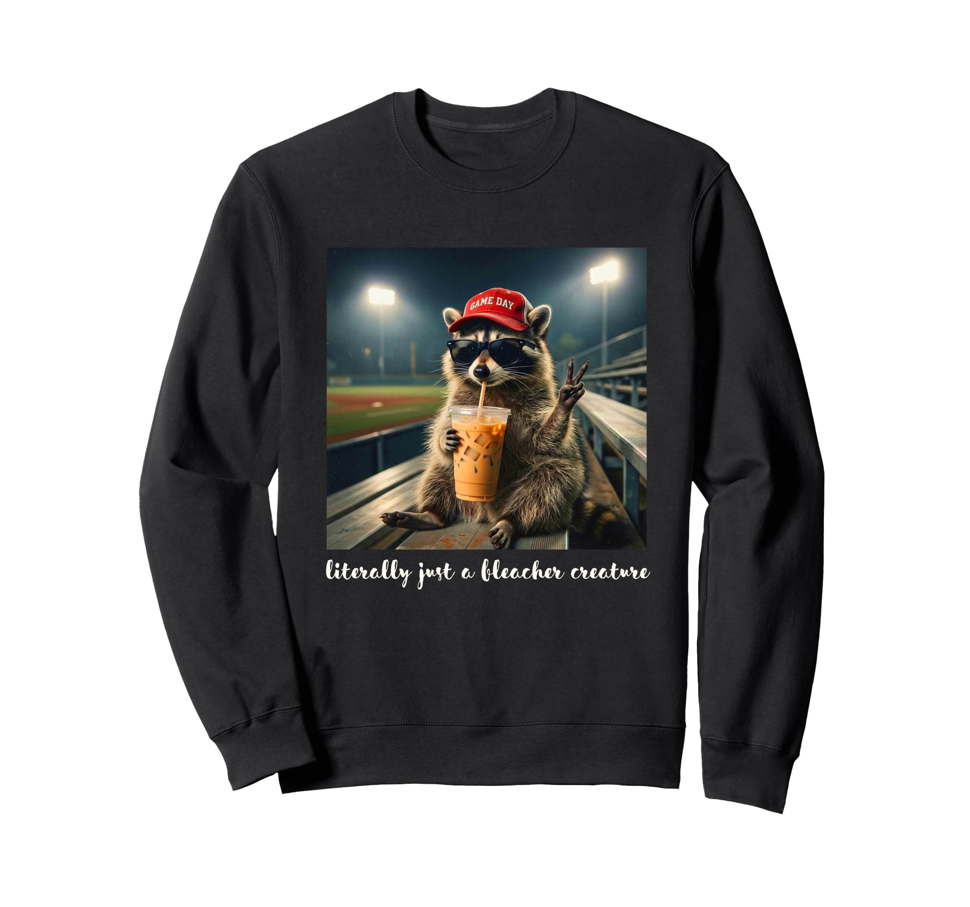 Game Day Vibes Racoon Meme Baseball Sweatshirt - Trendy Graphic Men Women - T-Shirt, Sweatshirt, Hoodie