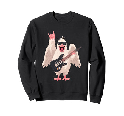 Funny Rock Chicken Guitarist Music Sweatshirt - Graphic Print for Adults - T-Shirt, Sweatshirt, Hoodie
