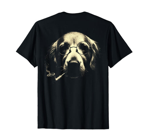 Golden Retriever Glasses Smoking T-Shirt - Minimalist Print for Adults - T-Shirt, Sweatshirt, Hoodie