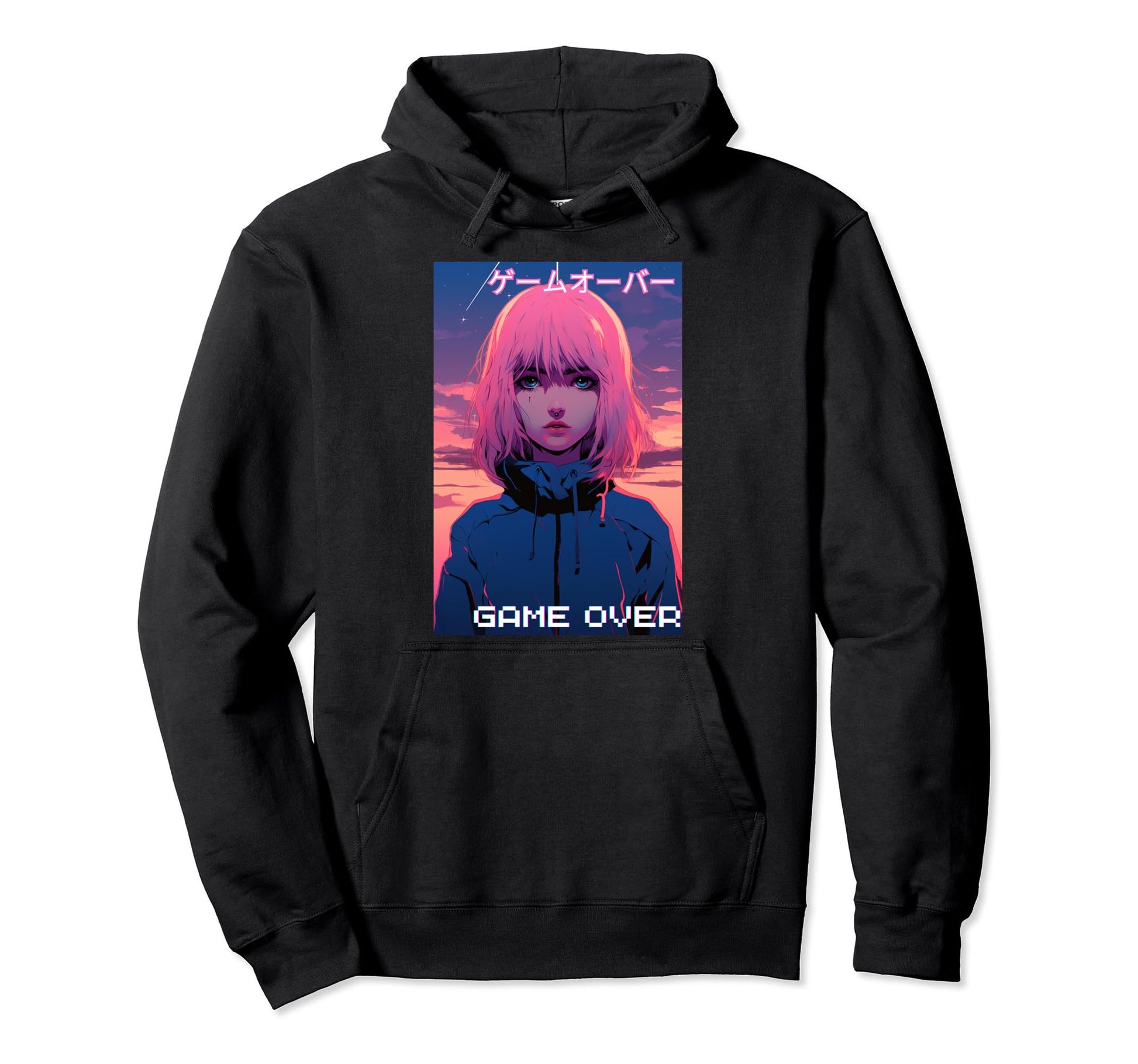 Japanese Vaporwave Sad Anime Indie Hoodie - Minimalist Print Men Women - T-Shirt, Sweatshirt, Hoodie