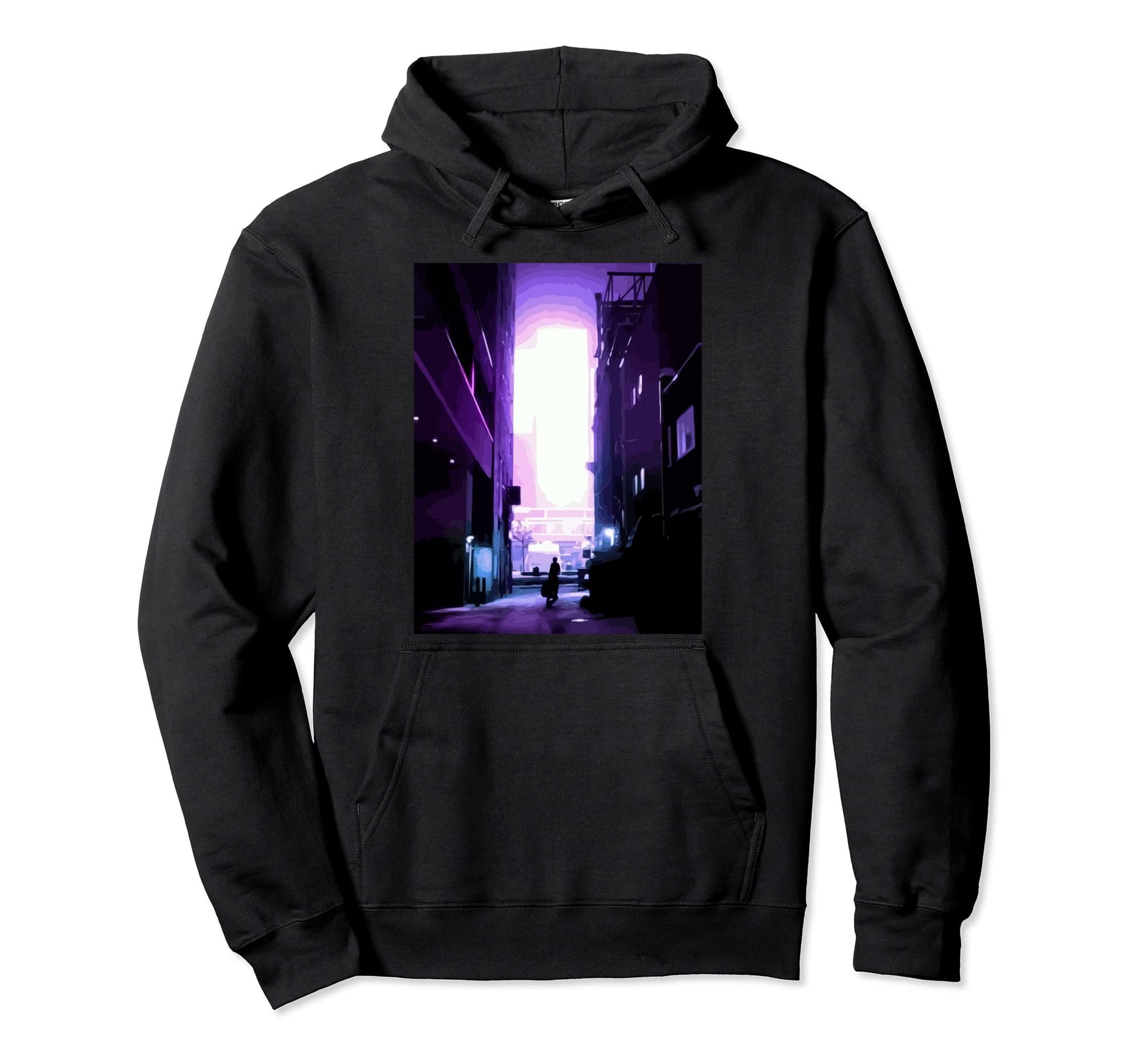 Digital Cityscape Vaporwave Aesthetic Hoodie - Minimalist Print Men Women - T-Shirt, Sweatshirt, Hoodie