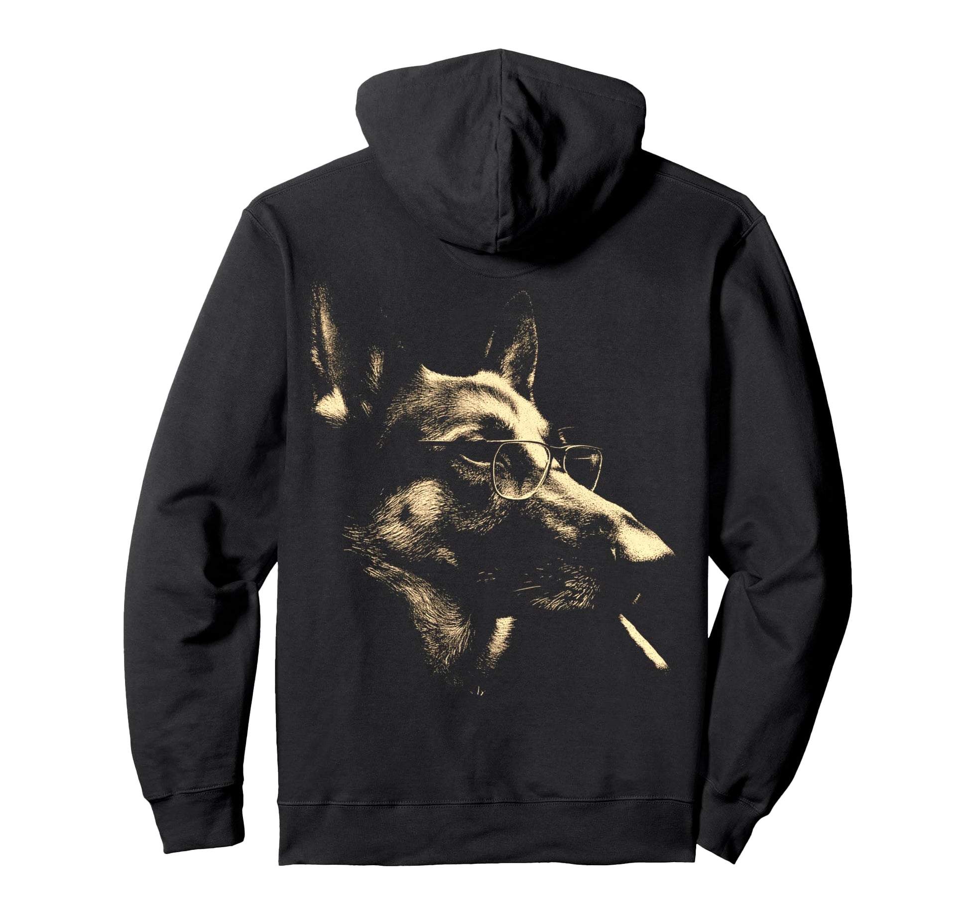 German Shepherd Glasses Smoking Cigarette Hoodie - Unique Graphic Unisex - T-Shirt, Sweatshirt, Hoodie