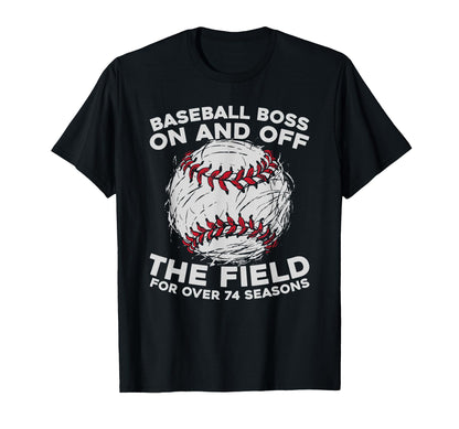 74 Years Old Baseballer Team Sport T-Shirt - Unique Graphic for Adults - T-Shirt, Sweatshirt, Hoodie