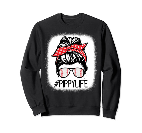 Pippy Bleached Messy Bun Baseball Sweatshirt - Streetwear Style for Adults - T-Shirt, Sweatshirt, Hoodie