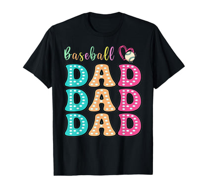 Baseball Papa Colorful Dad Daddy Father T-Shirt - Graphic Print Men Women - T-Shirt, Sweatshirt, Hoodie