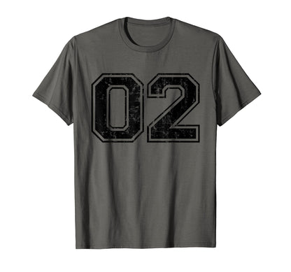 Number 02 Two Varsity Distressed T-Shirt - Custom Art Print for Adults - T-Shirt, Sweatshirt, Hoodie