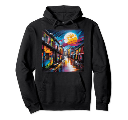 Surreal Splatter Art Cityscape Rainbow Rave Hoodie - Unique Graphic Unisex - T-Shirt, Sweatshirt, Hoodie