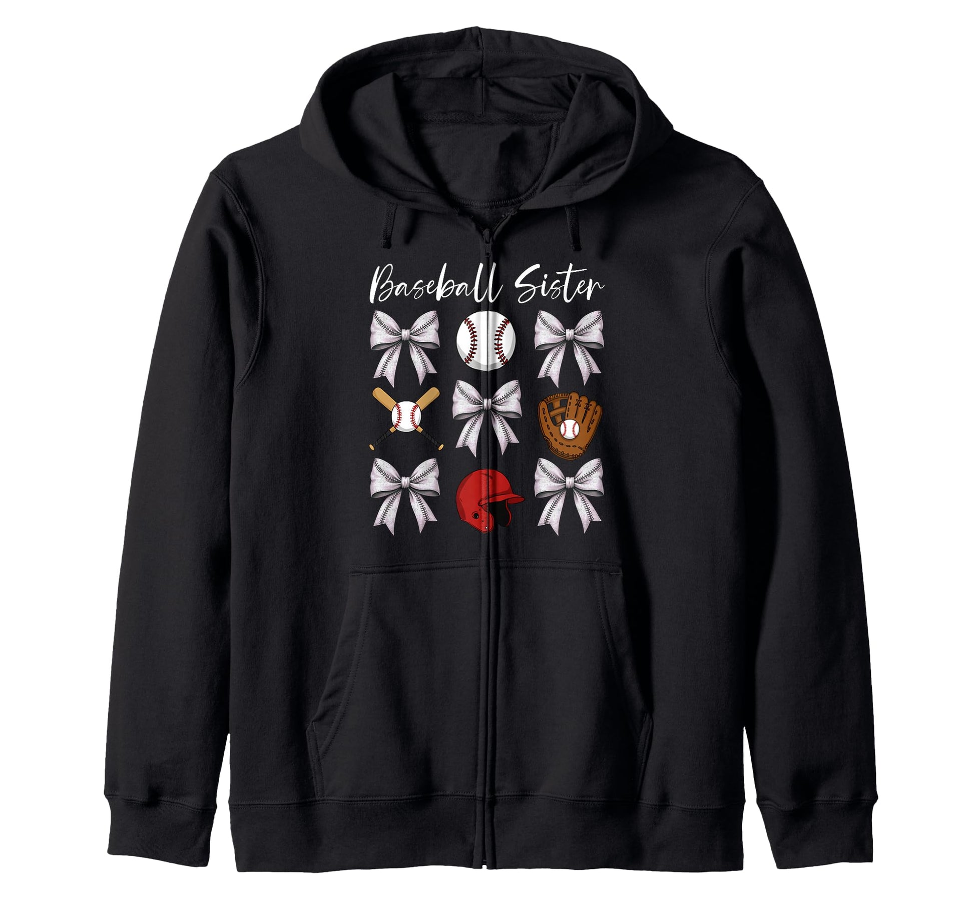Baseball Sister Helmet Ball Bat Glove Hoodie - Aesthetic Graphic Men Women - T-Shirt, Sweatshirt, Hoodie
