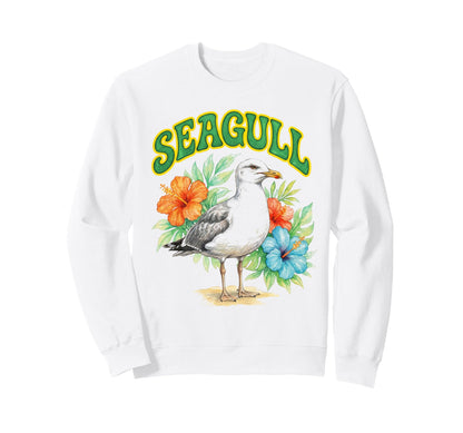 Seagull Groovy Floral Seagull Sweatshirt - Fun Novelty Design Unisex - T-Shirt, Sweatshirt, Hoodie