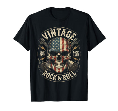 Rock Skull American Flag Guitar Rock And T-Shirt - Graphic Print Unisex - T-Shirt, Sweatshirt, Hoodie