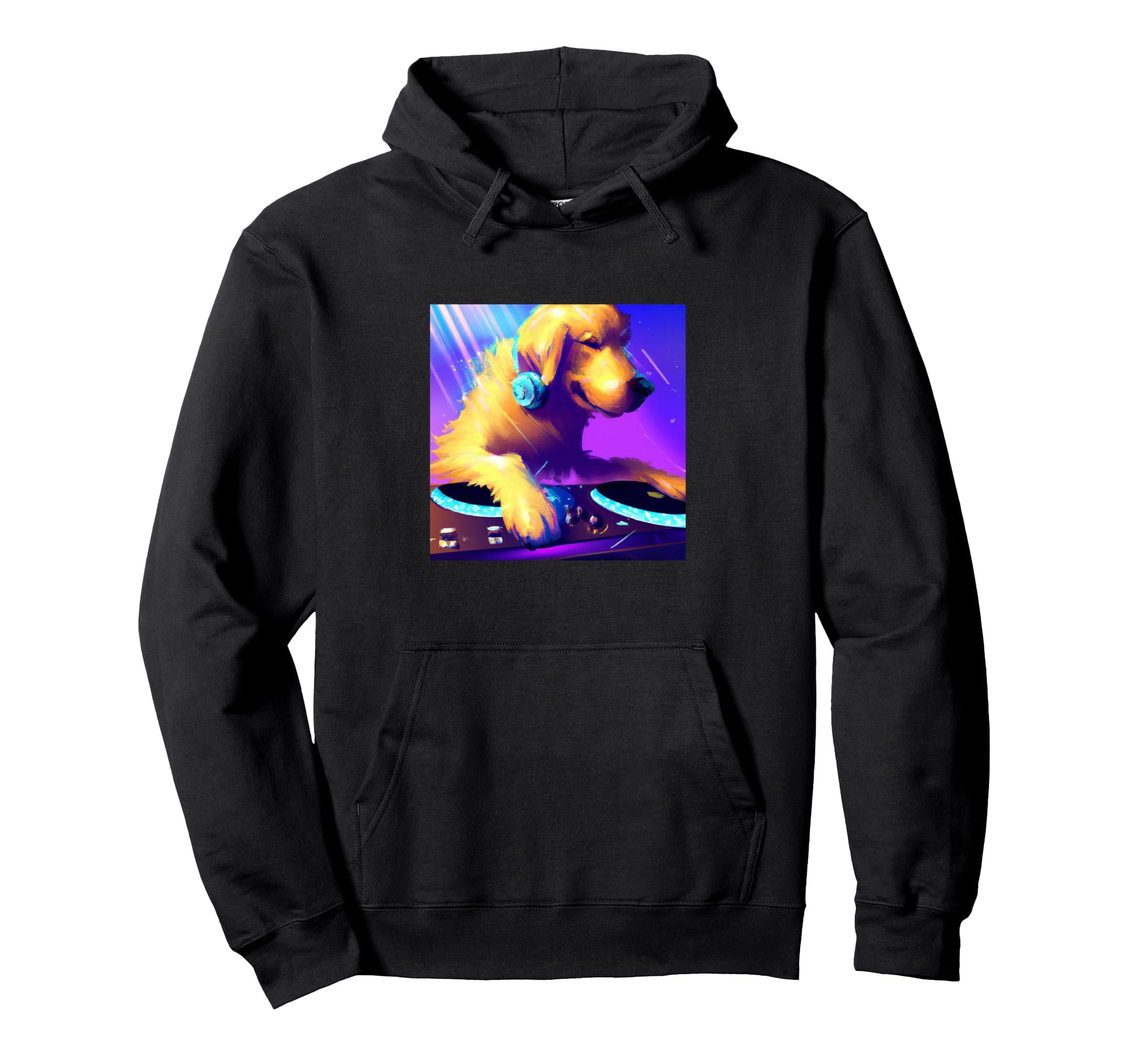 Golden Retriever Vaporwave Dj Dog Hoodie - Unique Graphic Men Women - T-Shirt, Sweatshirt, Hoodie