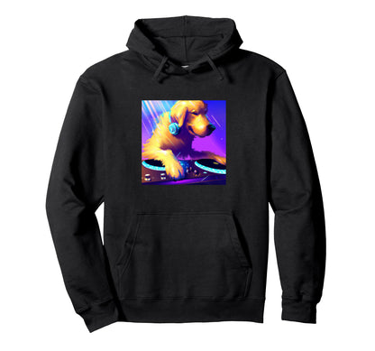 Golden Retriever Vaporwave Dj Dog Hoodie - Unique Graphic Men Women - T-Shirt, Sweatshirt, Hoodie