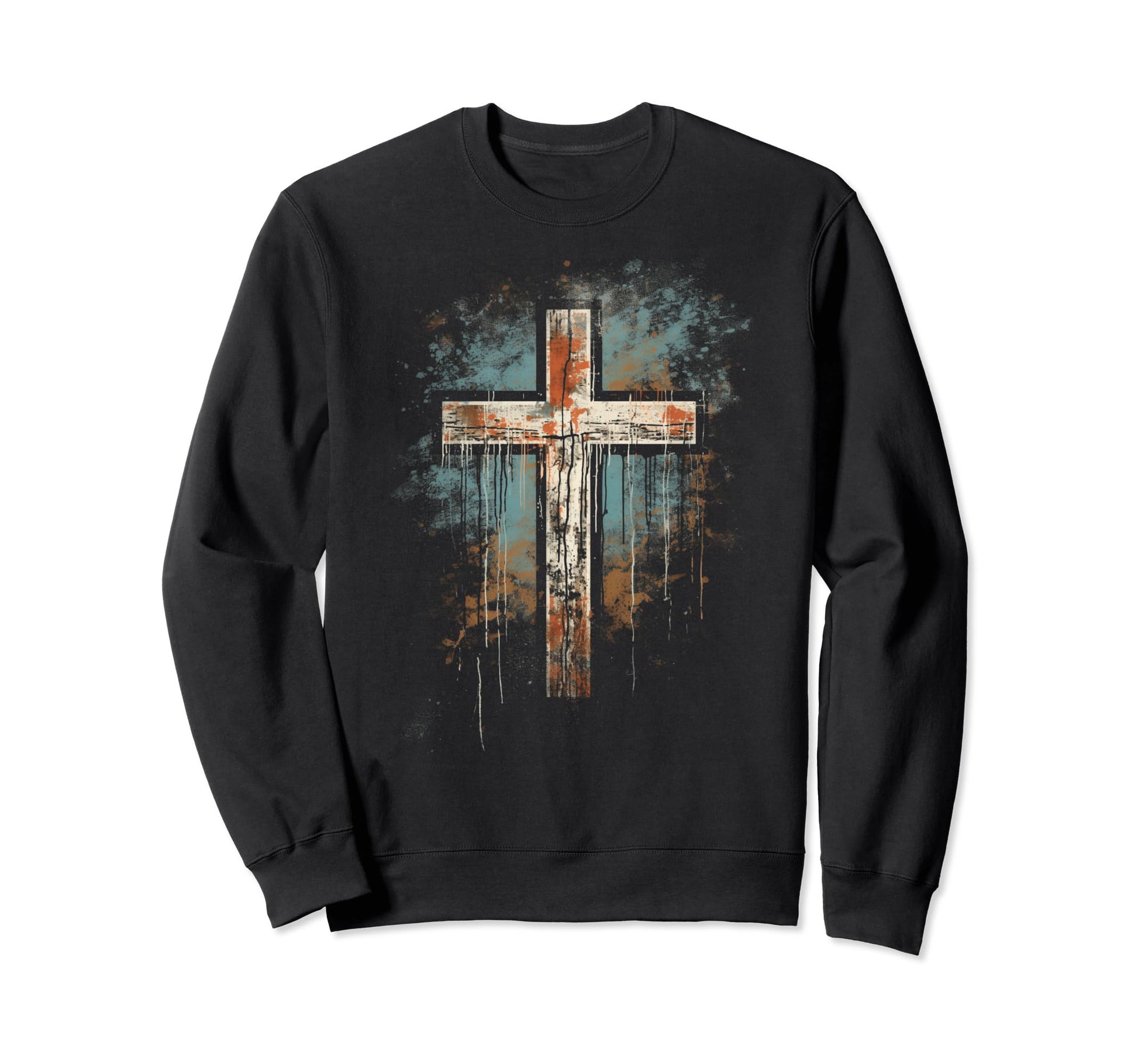 Cross Distressed 90S Goth Grunge Vibes Sweatshirt - Novelty Apparel Unisex - T-Shirt, Sweatshirt, Hoodie