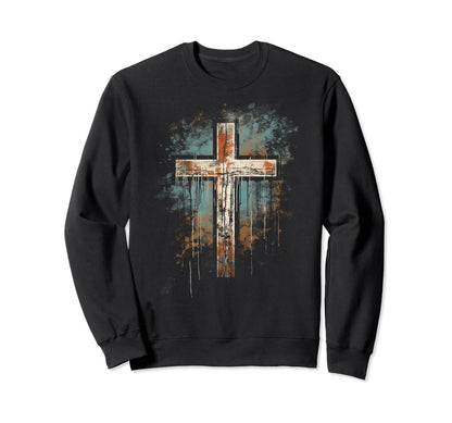 Cross Distressed 90S Goth Grunge Vibes Sweatshirt - Novelty Apparel Unisex - T-Shirt, Sweatshirt, Hoodie