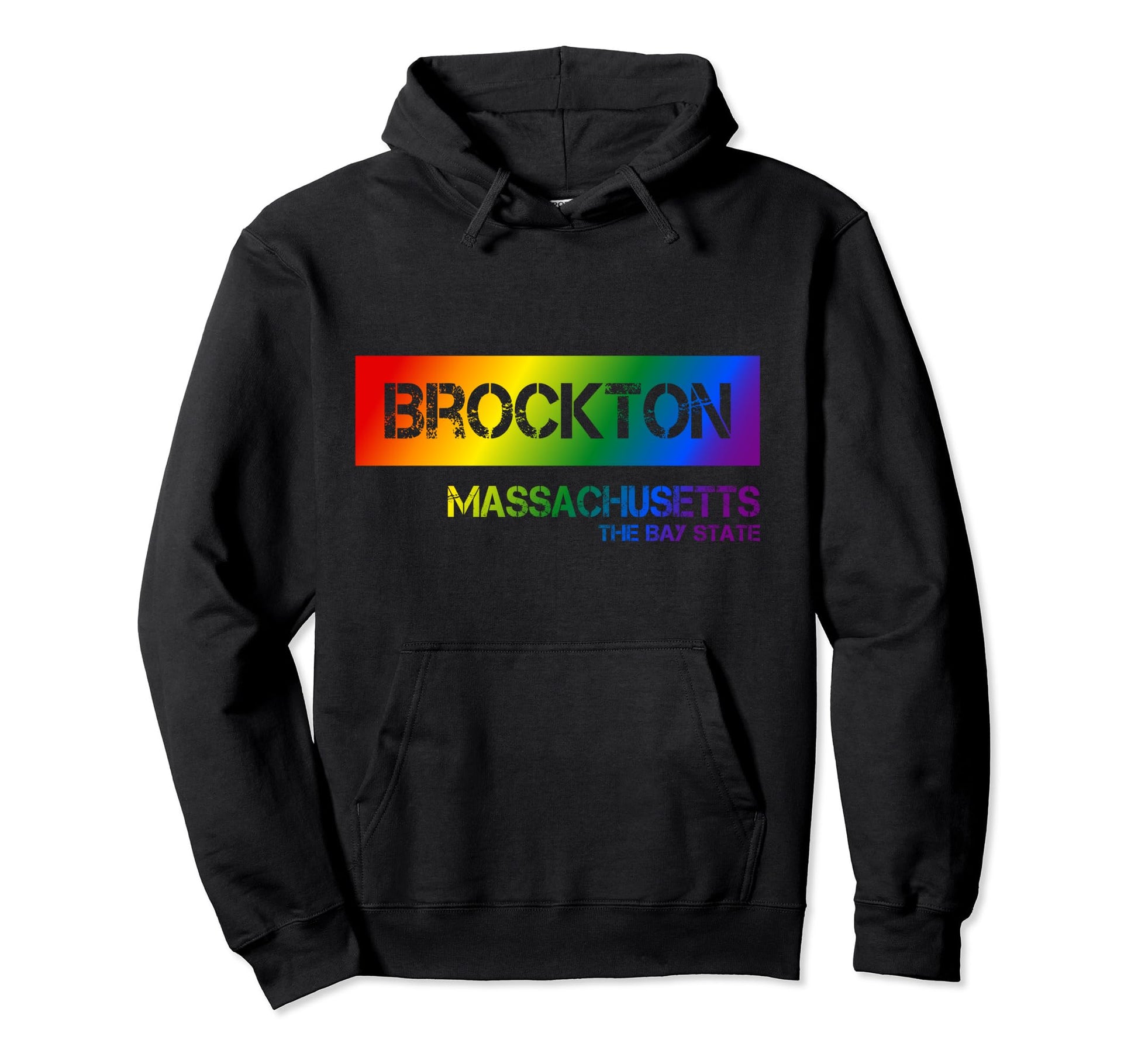 Brockton Massachusetts Lgbtqai Rainbow Hoodie - Trendy Graphic for Adults - T-Shirt, Sweatshirt, Hoodie