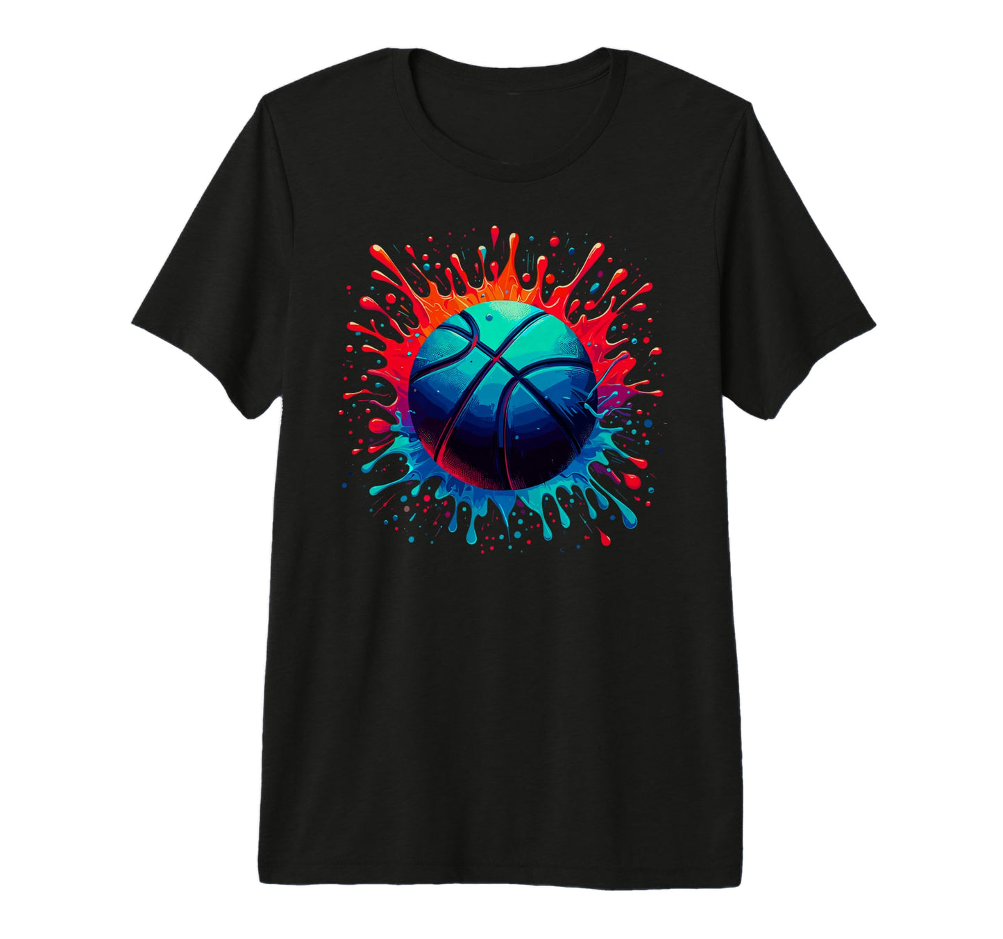 Colorful Paints Splash Basketball Ball T-Shirt - Streetwear Style Unisex - T-Shirt, Sweatshirt, Hoodie