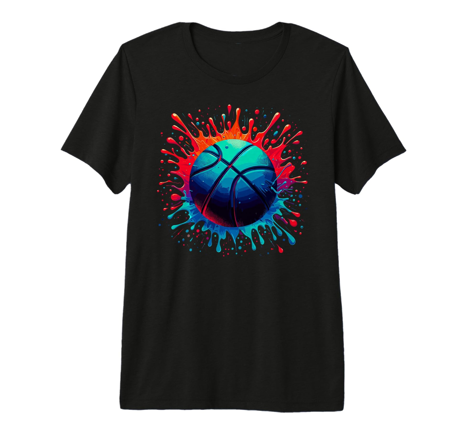 Colorful Paints Splash Basketball Ball T-Shirt - Streetwear Style Unisex - T-Shirt, Sweatshirt, Hoodie